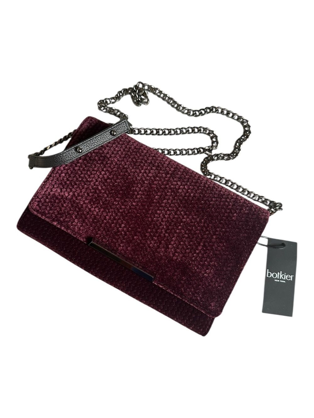 NWT Botkier Vanderbilt Velvet Wallet on Chain Wine Crossbody Clutch